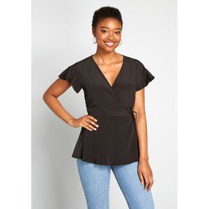 ModCloth Black Wrap Top